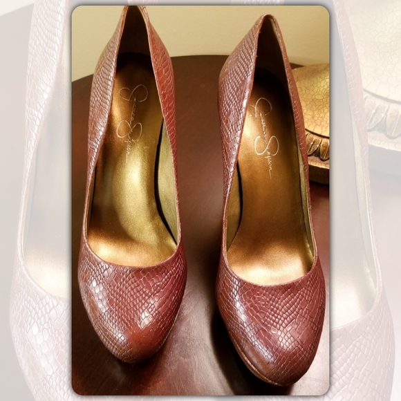 Jessica Simpson Shoes - Leather Snake Skin Jessica Simpson Heels